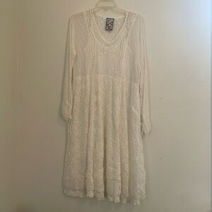 Johnny Was Elegant White Lace Dress